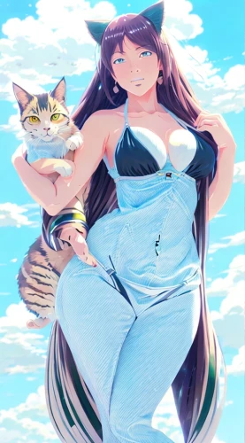 nyan,calico,fedora,kosmea,calico cat,katz,kat,cat mom,mikuru asahina,烧乳鸽,mow,aegean cat,akko,cat,ritriver and the cat,cat kawaii,anime 3d,pet,sky,mergus,Common,Common,Japanese Manga