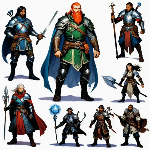 dwarves,swordsmen,game characters,collected game assets,massively multiplayer online role-playing game,advisors,aesulapian staff,people characters,clergy,assassins,characters,elves,dwarfs,concept art,heroic fantasy,lancers,pathfinders,dragon slayers,hero academy,storm troops,Illustration,Retro,Retro 20