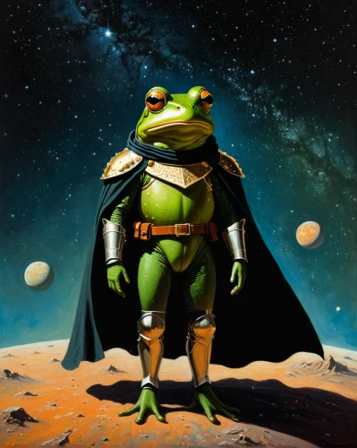 bufo,frog background,raphael,michelangelo,frog man,frog king,bullfrog,terrapin,wallace's flying frog,leonardo,man frog,frog through,emperor of space,bull frog,cane toad,green frog,giant frog,frog prince,amphibian,frog figure,Conceptual Art,Sci-Fi,Sci-Fi 17