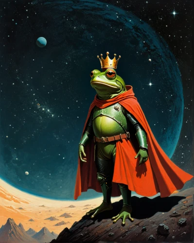 frog king,frog prince,frog background,emperor of space,frog man,man frog,kermit,king caudata,frog through,bullfrog,true frog,green frog,kermit the frog,wallace's flying frog,king ortler,woman frog,frog,bull frog,amphibian,bufo,Conceptual Art,Sci-Fi,Sci-Fi 17