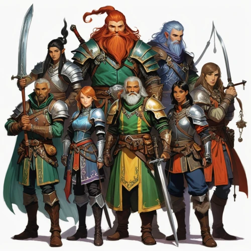 dwarves,dwarfs,dragon slayers,massively multiplayer online role-playing game,elves,heroic fantasy,game characters,swordsmen,guild,dwarf sundheim,aesulapian staff,people characters,vikings,lancers,advisors,characters,protectors,pathfinders,nomads,assassins,Illustration,Retro,Retro 20