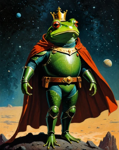 frog king,frog prince,frog man,frog background,man frog,emperor of space,bullfrog,bull frog,true frog,true toad,green frog,frog through,bufo,woman frog,frog,king caudata,amphibian,wallace's flying frog,raphael,kermit,Conceptual Art,Sci-Fi,Sci-Fi 17