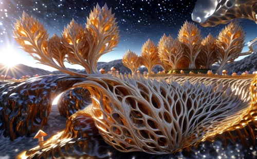 mandelbulb,fractal environment,fractal art,fractals art,fractal,terraforming,gold foil tree of life,fractals,banksia,fractal design,ice planet,alien world,kelp,alien planet,fractal lights,mushroom landscape,fractalius,light fractal,hive,3d fantasy