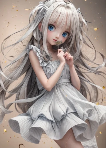 white heart,whitey,white winter dress,white rose snow queen,a200,chibi girl,silver,artist doll,alice,painter doll,piko,silver wedding,chibi,white blossom,white petals,angel girl,cloth doll,dress doll,grey background,nori,Common,Common,Photography