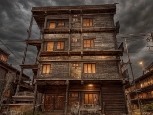 hashima,wooden houses,wooden house,tenement,haunted house,old home,the haunted house,dilapidated building,apartment house,virginia city,creepy house,stilt house,lostplace,old house,ghost town,dilapidated,abandoned building,deadwood,gunkanjima,old architecture,Common,Common,Natural