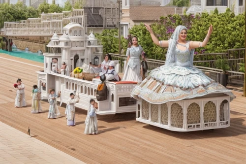 mozart fountain,carousel,jain temple,emirates palace hotel,decorative fountains,the boulevard arjaan,open air theatre,universal exhibition of paris,shanghai disney,mamaia,dollhouse,designer dolls,hoopskirt,diorama,dragon palace hotel,the carnival of venice,wedding dress train,ballet don quijote,doll house,scale model,Common,Common,None
