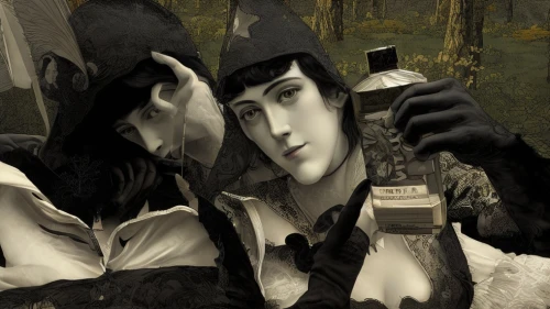 fortune teller,fortune telling,gothic portrait,absinthe,ball fortune tellers,apothecary,photomontage,suit of spades,magic grimoire,potions,spades,goth festival,psychic vampire,witches' hats,playing card,card lovers,sherlock holmes,gambler,playing cards,witches,Art sketch,Art sketch,Decorative