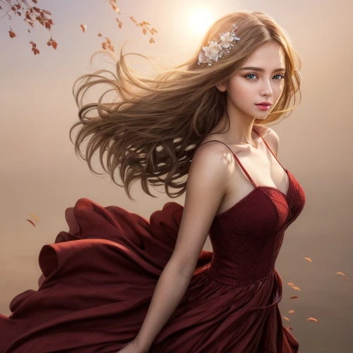 girl in a long dress,red gown,romantic portrait,fairy queen,yellow rose background,fantasy portrait,fairy tale character,man in red dress,girl in red dress,rosa 'the fairy,portrait background,fantasy woman,celtic woman,scarlet witch,flower fairy,fantasy picture,fantasy art,mystical portrait of a girl,with roses,way of the roses,Common,Common,Natural