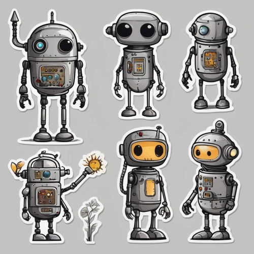 robots,robotics,minibot,robot icon,robot,robot in space,industrial robot,robotic,bot,chat bot,systems icons,soft robot,droid,bots,plug-in figures,military robot,spacesuit,bot training,space-suit,machines,Unique,Design,Sticker
