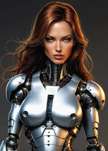 cybernetics,cyborg,humanoid,female warrior,head woman,women in technology,breastplate,heavy armour,armour,cuirass,hard woman,metal implants,female hollywood actress,armor,strong woman,artificial hair integrations,sprint woman,female model,biomechanical,strong women,Illustration,American Style,American Style 02