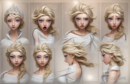 doll's facial features,expressions,elsa,facial expressions,artificial hair integrations,the snow queen,hairstyles,faces,hair loss,fairy tale character,animated cartoon,character animation,fractalius,expression,blond girl,realdoll,woman face,hairstyle,female doll,violet head elf,Common,Common,Natural