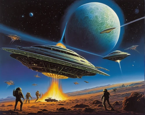 starship,ufo intercept,ufos,ufo,extraterrestrial life,science fiction,alien ship,flying saucer,science-fiction,sci fiction illustration,alien planet,scifi,sci fi,saucer,futuristic landscape,brauseufo,space ships,sci - fi,sci-fi,alien invasion,Conceptual Art,Sci-Fi,Sci-Fi 21