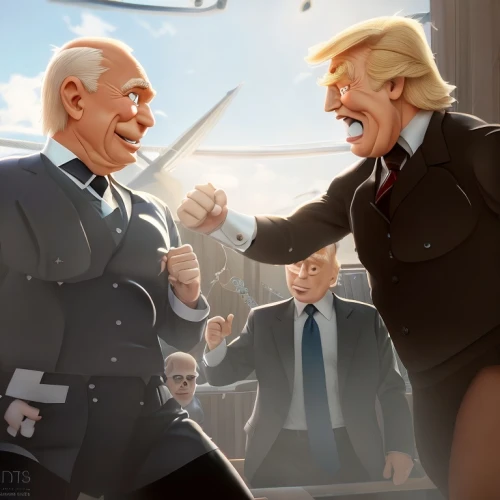 diplomacy,assassination,assault,45,secret service,donald trump,trump,mafia,confrontation,the storm of the invasion,game illustration,versus,the president,president,admiral von tromp,politician,president of the united states,changing of the guard,president of the u s a,churchill and roosevelt,Game&Anime,Pixar 3D,Pixar 3D