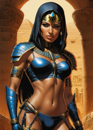 cleopatra,pharaonic,female warrior,ancient egyptian girl,goddess of justice,warrior woman,karnak,ancient egyptian,egyptian,ancient egypt,wonderwoman,pharaoh,fantasy woman,horus,pharaohs,breastplate,super heroine,wonder woman,sphinx pinastri,wonder woman city,Illustration,American Style,American Style 02