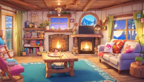 summer cottage,warm and cozy,winter house,cabin,kids room,the little girl's room,small cabin,playing room,cottage,livingroom,the cabin in the mountains,autumn camper,cozy,christmas room,children's room,beautiful home,fireplace,holiday home,little house,dandelion hall,Illustration,Japanese style,Japanese Style 02