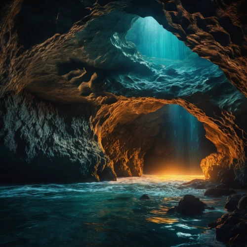 cave on the water,sea cave,blue cave,blue caves,ice cave,the blue caves,lava cave,sea caves,cave,glacier cave,underground lake,lava tube,underwater landscape,3d background,fractal environment,cave tour,crevasse,pit cave,natural arch,underwater oasis,Photography,General,Fantasy