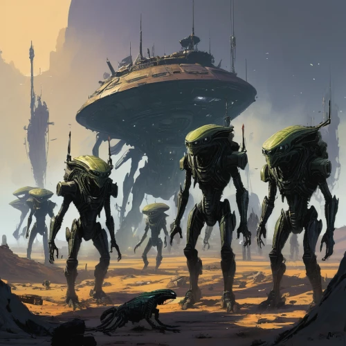 colony,sci fi,droids,scifi,sci - fi,sci-fi,alien planet,concept art,alien world,futuristic landscape,patrols,sci fiction illustration,tau,alien invasion,the hive,storm troops,nomads,droid,invasion,guards of the canyon,Conceptual Art,Sci-Fi,Sci-Fi 01