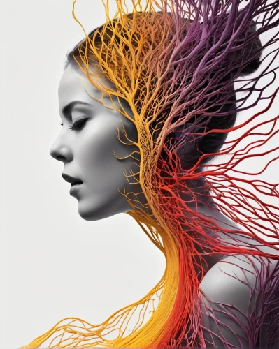 synapse,sprint woman,apophysis,nerve,artificial hair integrations,neural pathways,amphiprion,image manipulation,woman thinking,stylograph,head woman,lithified,infusion,complexity,fractalius,tangle,women in technology,book cover,illustrator,splintered,Conceptual Art,Fantasy,Fantasy 02