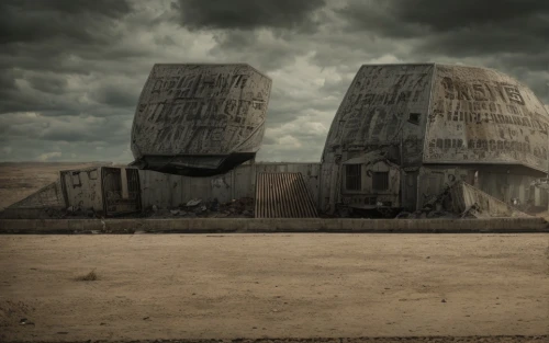 cube stilt houses,post-apocalyptic landscape,stilt houses,post apocalyptic,concrete ship,post-apocalypse,district 9,photo manipulation,ancient house,mobile home,abandoned places,metal tanks,syringe house,human settlement,panopticon,cooling towers,photomanipulation,weathered,noah's ark,digital compositing,Game Scene Design,Game Scene Design,Wasteland Punk