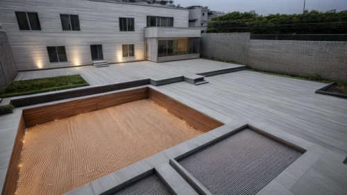 flat roof,wooden decking,corten steel,wood deck,folding roof,roof landscape,japanese architecture,zen garden,roof terrace,turf roof,paving slabs,roof garden,japanese zen garden,roof panels,slate roof,concrete slabs,cube house,exposed concrete,modern house,decking,Architecture,Villa Residence,Modern,Functional Sustainability 2