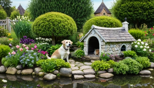 fairy house,dog house,cottage garden,garden ornament,wishing well,garden pond,fairy village,fairy door,miniature house,garden decor,garden decoration,garden statues,lilly pond,garden shed,smaland hound,home landscape,st bernard outdoor,old english sheepdog,country cottage,lawn ornament,Photography,General,Natural