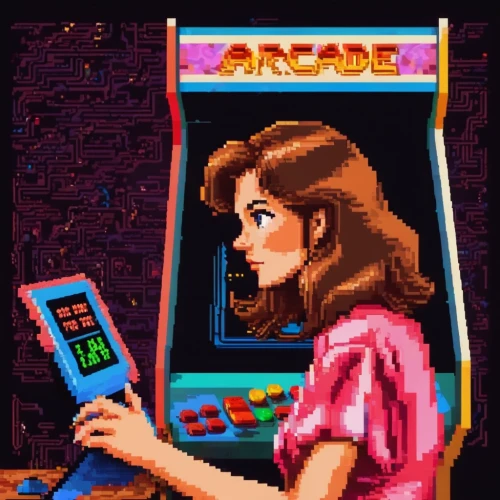 arcade,arcade game,arcade games,arcades,pinball,alacart,video game arcade cabinet,retro girl,80s,retro woman,retro,1986,pixelgrafic,retro frame,retro background,retro women,computer game,8bit,computer games,retro styled,Unique,Pixel,Pixel 04