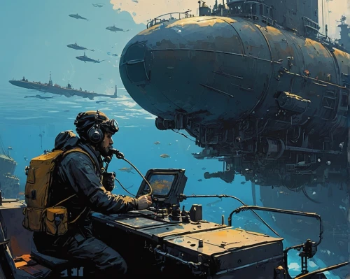 marine electronics,submersible,dive computer,semi-submersible,aquanaut,marine scientists,sea scouts,diving bell,arnold maersk,landing ship  tank,sci fiction illustration,nautilus,deep sea diving,seafarer,scuba,bomb vessel,cargo ship,diving equipment,transistor checking,deep-submergence rescue vehicle,Conceptual Art,Sci-Fi,Sci-Fi 01