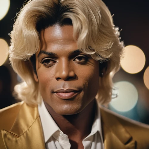 jheri curl,las vegas entertainer,the king of pop,70's icon,michael jackson,nog,elvis impersonator,golden double,aging icon,spice up,thriller,icon,linkedin icon,lace wig,solo entertainer,black male,golden delicious,african american male,blond hair,blond,Photography,General,Cinematic