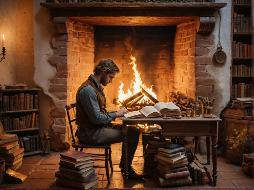 fireplace,writing-book,girl studying,bookworm,man with a computer,fire artist,scholar,learn to write,fireplaces,fire in fireplace,child with a book,wood-burning stove,read a book,tutor,author,fire place,reading room,burnt pages,magic book,reading