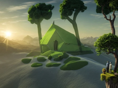 floating islands,an island far away landscape,cartoon video game background,mushroom landscape,floating island,mushroom island,terraforming,druid grove,cartoon forest,fantasy landscape,islands,concept art,futuristic landscape,earth rise,environment,low poly,islet,tree house,home landscape,3d render,Common,Common,Natural