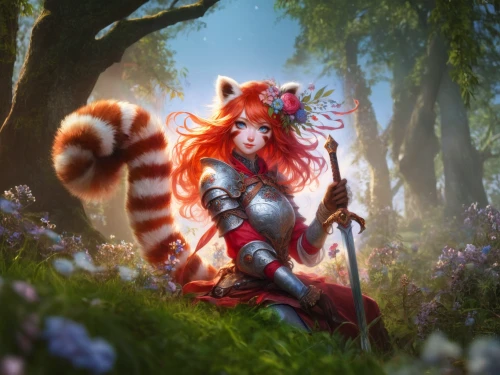 garden-fox tail,red panda,redfox,fox,fantasy picture,adorable fox,cute fox,mara,fantasy portrait,little fox,red fox,fae,a fox,rose tail,fire poker flower,child fox,vulpes vulpes,firethorn,squirell,foxtail