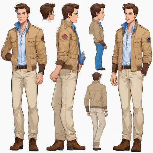 khaki pants,lumberjack pattern,jeans pattern,men clothes,male poses for drawing,steve rogers,male character,a uniform,costume design,coveralls,star-lord peter jason quill,police uniforms,white-collar worker,dress shirt,military uniform,blue-collar worker,main character,men's suit,cargo pants,uniform,Unique,Design,Character Design