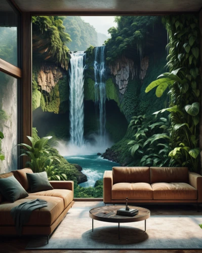 living room,modern living room,apartment lounge,livingroom,sitting room,home landscape,beautiful home,world digital painting,cartoon video game background,green waterfall,interior design,tropical jungle,tropical house,great room,aquarium decor,interior modern design,brown waterfall,waterfall,rainforest,waterfalls,Photography,Documentary Photography,Documentary Photography 08