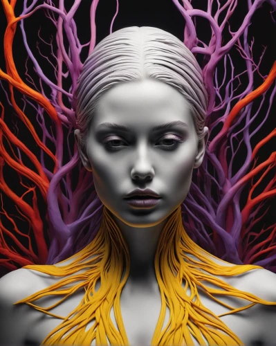 neural pathways,neon body painting,medusa,sci fiction illustration,synapse,meridians,root chakra,psychedelic art,nerve,neurath,neural,mind-body,symbiotic,body-mind,biomechanical,rooted,cybernetics,brainy,false saffron,crown chakra,Illustration,American Style,American Style 07