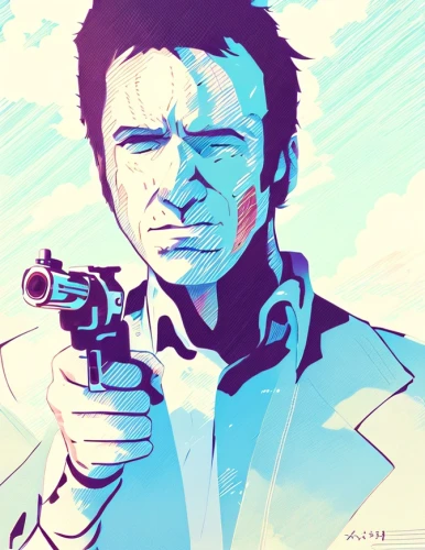 wolverine,vector art,vector illustration,colt,terminator,vector graphic,revolver,lupin,lando,elvis,goldeneye,cool pop art,action hero,comic style,bond,pointing gun,vector,jackie chan,man holding gun and light,chuck,Common,Common,Japanese Manga