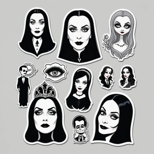vampira,halloween icons,icon set,clipart sticker,fairy tale icons,stickers,baby icons,crown icons,set of icons,gothic portrait,shopping icons,icon collection,avatars,gothic woman,goth woman,social icons,vampire woman,sticker,vector people,day of the dead icons,Unique,Design,Sticker