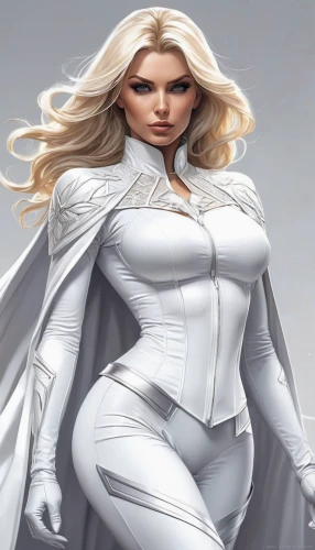 suit of the snow maiden,white coat,white silk,fantasy woman,super heroine,white lady,white rose snow queen,white clothing,marylyn monroe - female,sci fiction illustration,female doctor,femme fatale,goddess of justice,sprint woman,white,white nougat,pure white,heroic fantasy,blonde woman,silver,Conceptual Art,Sci-Fi,Sci-Fi 01