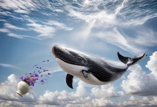 a flying dolphin in air,flying penguin,pot whale,whale cow,killer whale,orca,fairy penguin,whale fluke,whales,whale,porpoise,little whale,baby whale,narwhal,marine mammal,dolphin background,humpback whale,cetacean,northern whale dolphin,aquatic mammal