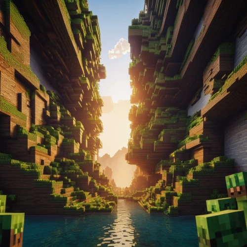 ravine,cube sea,terraforming,render,minecraft,sea caves,floating islands,sun burning wood,amplified,canals,underground lake,alien world,wither,emerald sea,tileable,ancient city,hollow blocks,waterscape,aaa,mushroom island,Photography,General,Natural