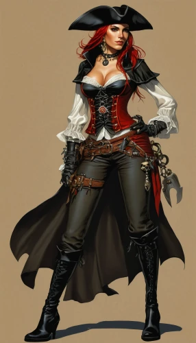 pirate,pirate treasure,pirates,jolly roger,scarlet sail,pirate flag,steampunk,costume design,piracy,massively multiplayer online role-playing game,sterntaler,dodge warlock,the sea maid,the hat-female,pirate ship,overskirt,sorceress,naval officer,musketeer,black pearl,Illustration,American Style,American Style 08