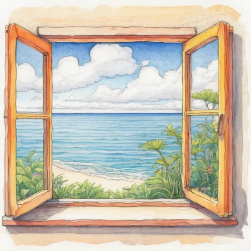 window with sea view,wooden windows,french windows,watercolor frame,window to the world,wood window,watercolour frame,window,the window,seaside view,window panes,window view,window curtain,window covering,ocean view,frame illustration,glass window,window front,window treatment,window released,Illustration,Paper based,Paper Based 07