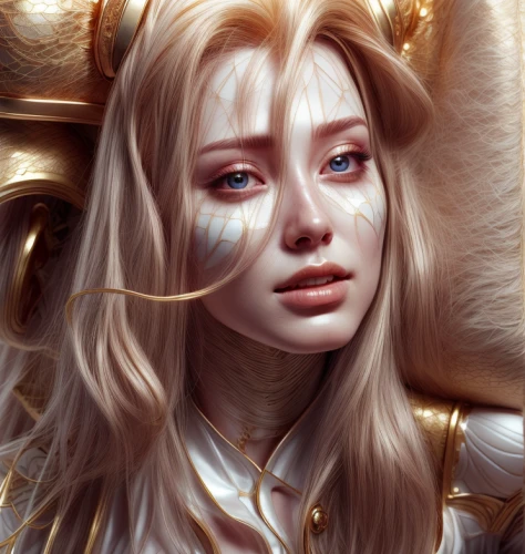 fantasy portrait,golden crown,golden haired,mary-gold,golden unicorn,zodiac sign libra,gemini,gold crown,digital painting,elven,pale,joan of arc,angelica,sepia,libra,fantasy art,golden apple,gold color,mystical portrait of a girl,golden mask