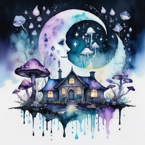 witch house,witch's house,ghost castle,the haunted house,haunted house,haunted castle,halloween illustration,mushroom landscape,halloween ghosts,nocturnal,conjure up,halloween background,purple moon,moonshine,halloween poster,moon phase,antasy,moonbeam,haunt,wonderland,Photography,Artistic Photography,Artistic Photography 07