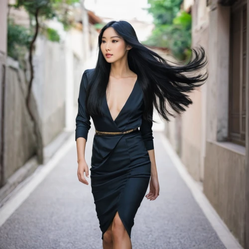 mari makinami,asian semi-longhair,japanese woman,asian woman,sprint woman,oriental longhair,black dress with a slit,mulan,black skirt,dress walk black,azusa nakano k-on,black dress,elegant,vietnamese woman,smooth hair,青龙菜,woman walking,femme fatale,in a black dress,janome chow,Photography,Fashion Photography,Fashion Photography 11