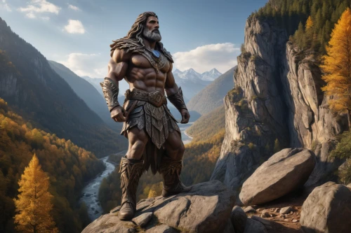 barbarian,thorin,the spirit of the mountains,skyrim,heroic fantasy,valhalla,mountain guide,witcher,bordafjordur,old man of the mountain,nature and man,male character,orc,cave man,fantasy picture,norse,warrior and orc,world digital painting,tarzan,cent,Photography,General,Natural