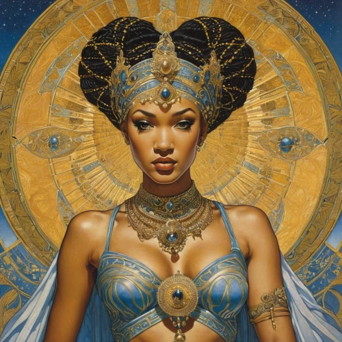 zodiac sign libra,cleopatra,priestess,venus,andromeda,star mother,zodiac sign gemini,libra,fantasy art,goddess of justice,fantasy woman,jaya,fantasy portrait,gemini,virgo,sorceress,sacred art,aquarius,kundalini,african american woman,Illustration,Retro,Retro 01