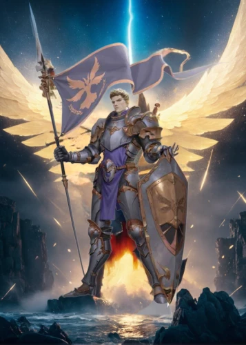 archangel,the archangel,paladin,guardian angel,dane axe,crusader,valhalla,twitch icon,stone angel,show off aurora,heroic fantasy,uriel,light bearer,fantasy warrior,lone warrior,merlin,odin,angels of the apocalypse,fire angel,tiber riven