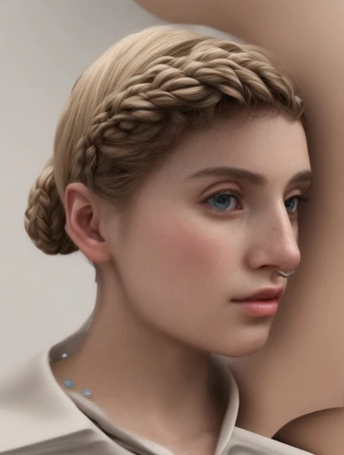 artificial hair integrations,natural cosmetic,princess leia,female model,braiding,katniss,braid,cosmetic,girl in a long,french braid,princess' earring,cg,ancient egyptian girl,angelica,updo,braids,young woman,young girl,blonde woman,3d rendered,Common,Common,Natural