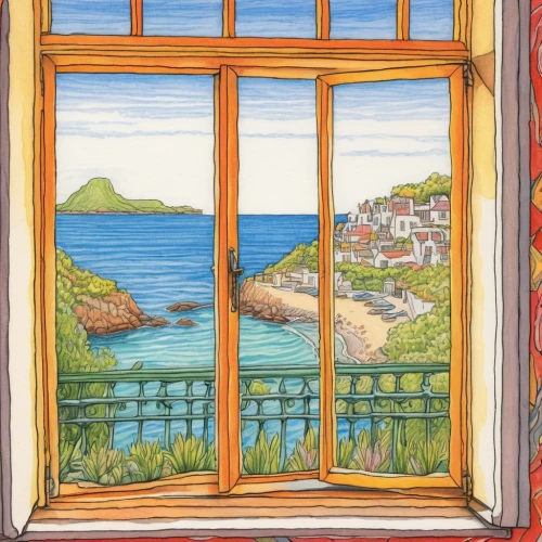 window with sea view,sicily window,french windows,window view,window,window front,seaside view,glass window,the window,window to the world,bedroom window,caquelon,wooden windows,window with shutters,window panes,view from window,front window,transparent window,window curtain,sea view,Illustration,American Style,American Style 03