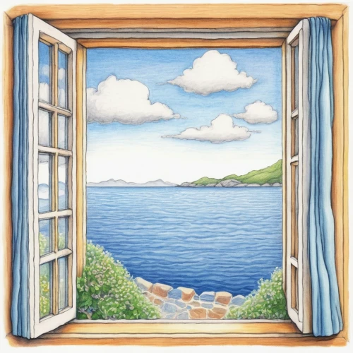 window with sea view,window to the world,window covering,bedroom window,wooden windows,window,window treatment,wood window,the window,french windows,frame illustration,watercolour frame,glass window,watercolor frame,window curtain,glass pane,sea landscape,window released,window panes,colored pencil background,Illustration,Japanese style,Japanese Style 17